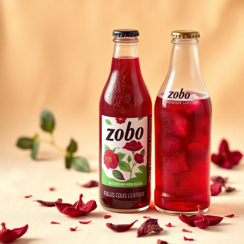 Chilled bottle of Nigerian zobo hibiscus drink